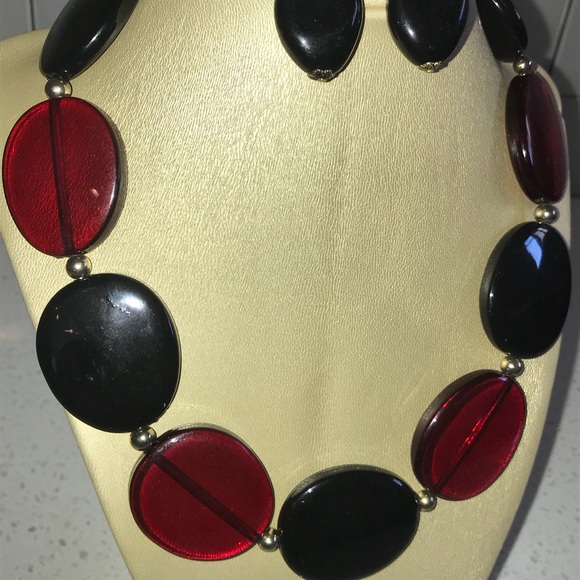 Red & Black Fashion Necklace Earrings - Picture 3 of 5
